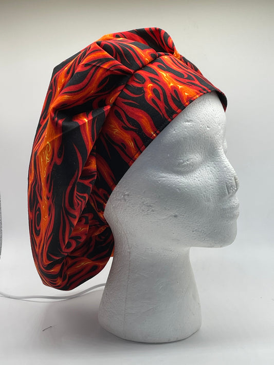 Flame scrub cap,Woman’s surgical fire bouffant