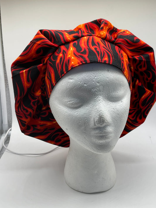 Flame scrub cap,Woman’s surgical fire bouffant