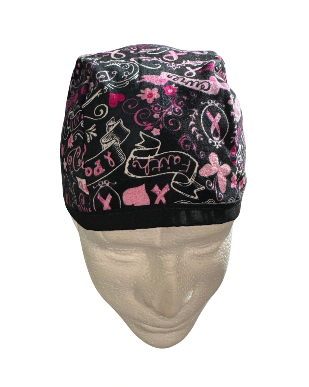pink & black cap front view