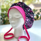 Breast Cancer scrub cap, ponytail scrub hat, pink ribbon, Women's scrub caps