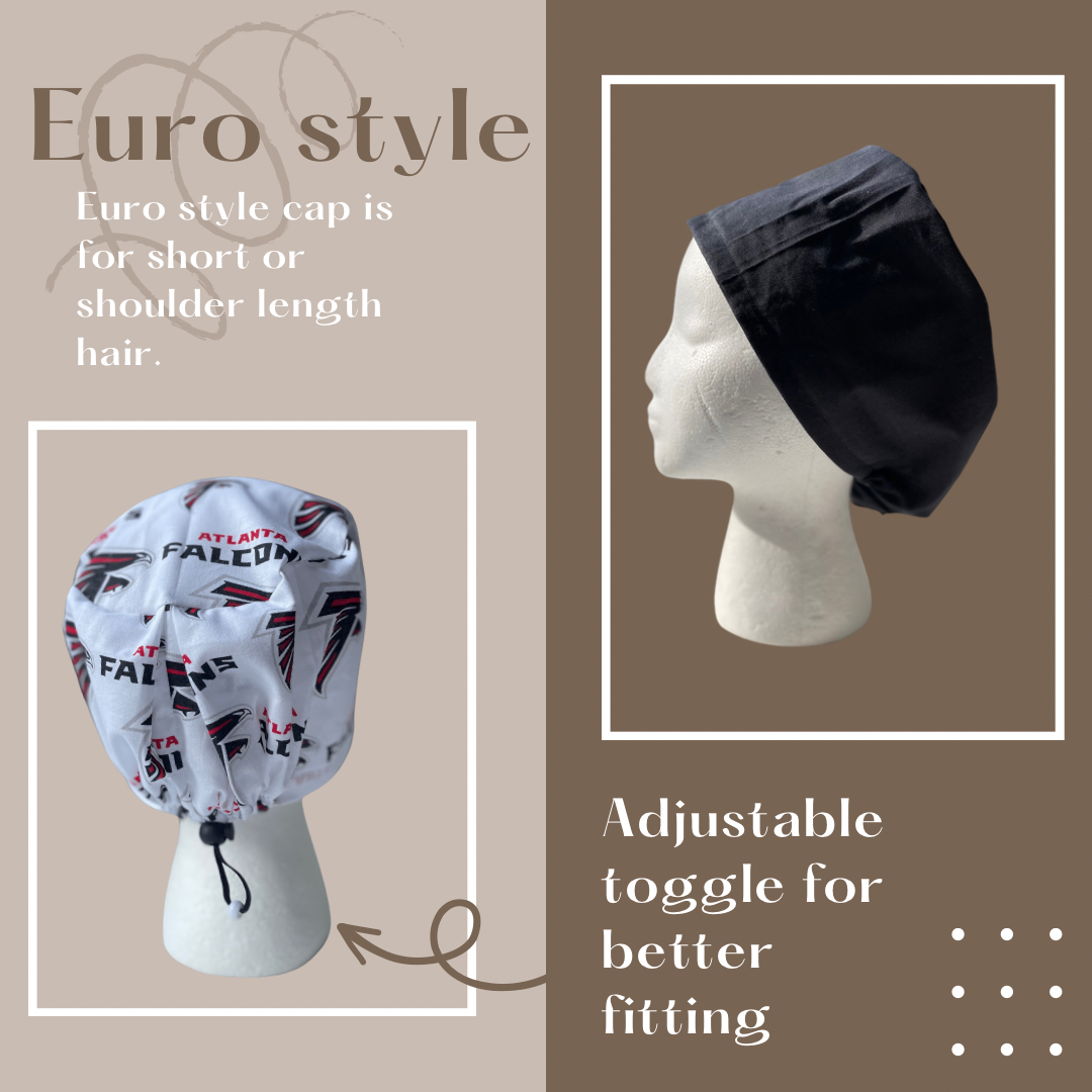Christmas scrub caps, Holiday scrub caps, Women's Euro style